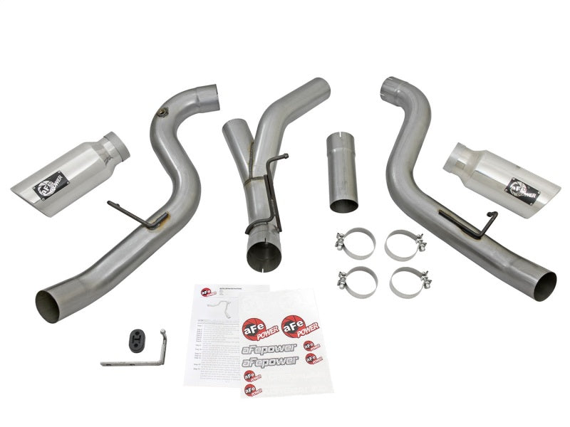 Load image into Gallery viewer, aFe LARGE Bore HD 4in Dual DPF-Back SS Exhaust w/Polished Tip 16-17 GM Diesel Truck V8-6.6L (td) LML
