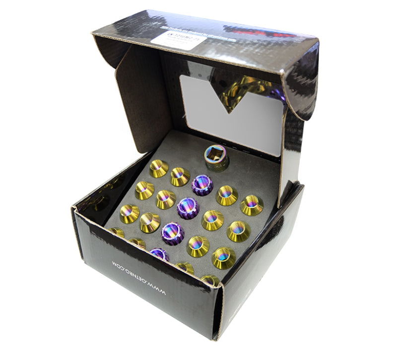 Load image into Gallery viewer, NRG 200 Series M12 X 1.5 Titanium Lug Nut Set - 21 Pc w/Lock Key Socket - Neochrome
