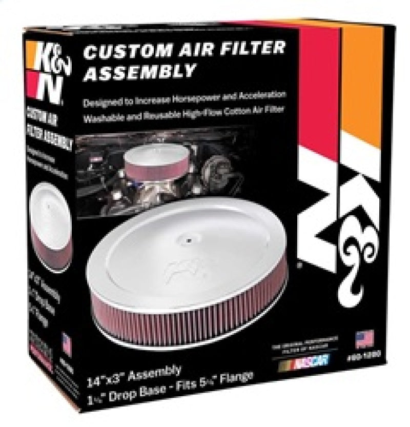 Load image into Gallery viewer, K&amp;N 14in Red Custom Air Cleaner Assembly - 5.125in ID x 14in OD x 2.75in H x 1.25in Drop Base
