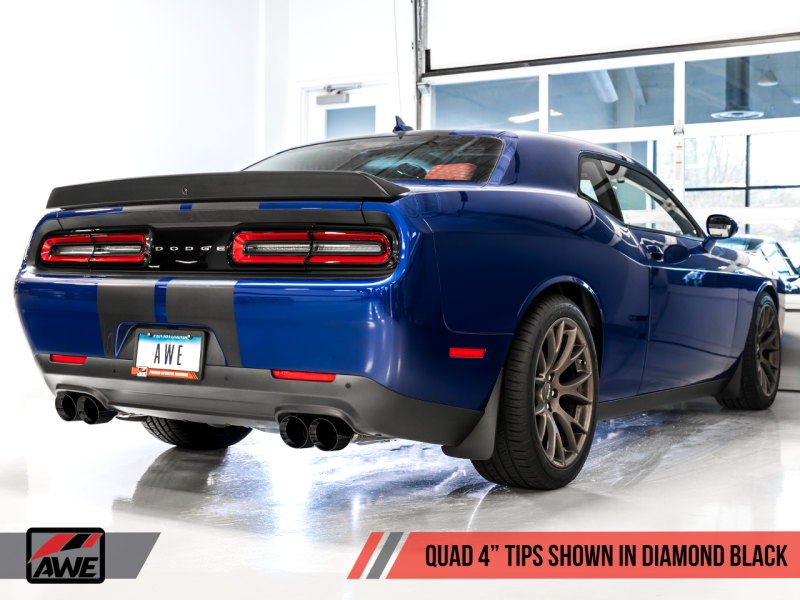 Load image into Gallery viewer, AWE Tuning 2017+ Challenger 5.7 Touring Edition Exhaust - Non-Resonated - Diamond Black Quad Tips
