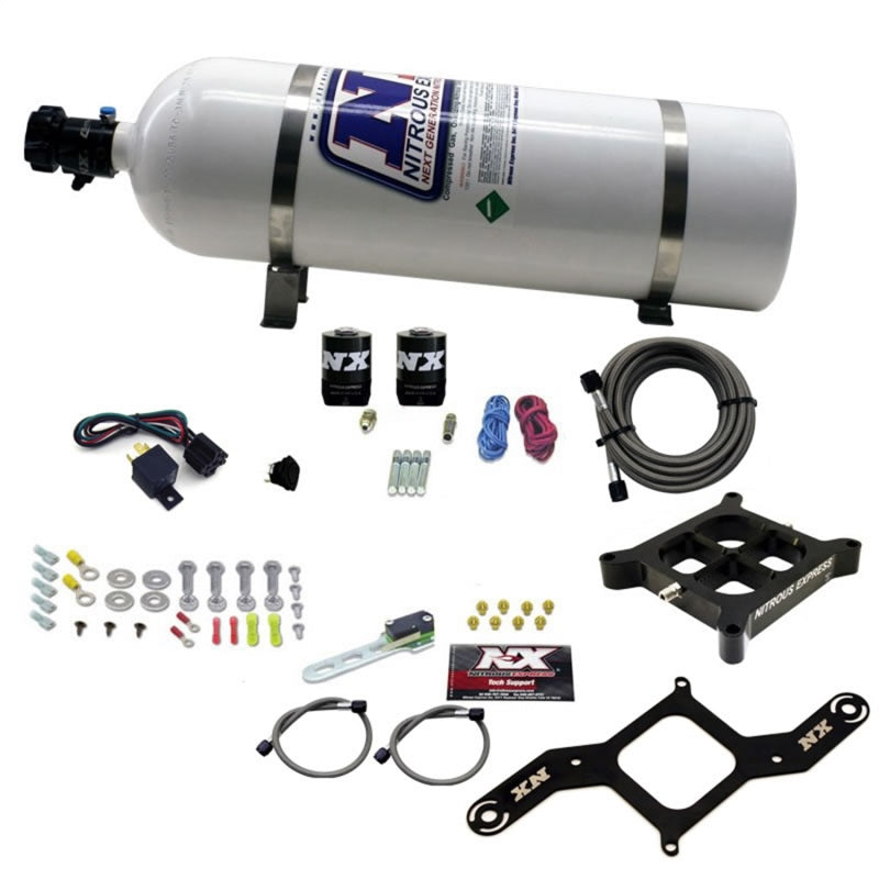 Load image into Gallery viewer, Nitrous Express 4150 Single Entry Crossbar Nitrous Plate Kit Pro-Power (100-500HP) w/15lb Bottle
