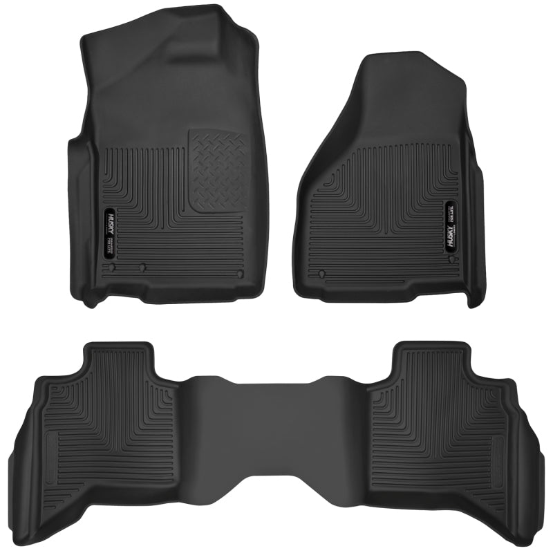 Load image into Gallery viewer, Husky Liners 10-18 Dodge Ram 1500 Quad Cab X-Act Contour Front &amp; Second Seat Floor Liners - Black
