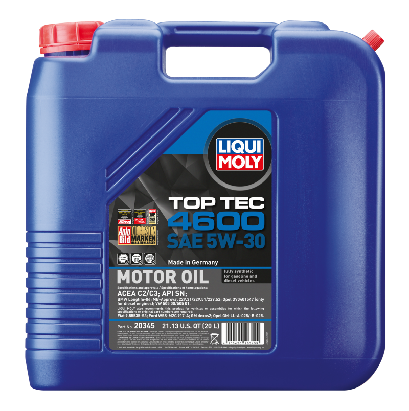 Load image into Gallery viewer, LIQUI MOLY 20L Top Tec 4600 Motor Oil SAE 5W30
