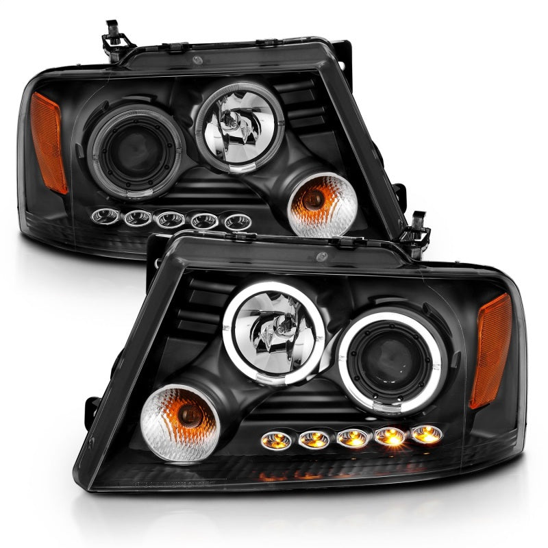 Load image into Gallery viewer, ANZO 2004-2008 Ford F-150 Projector Headlights w/ Halo and LED Black G2
