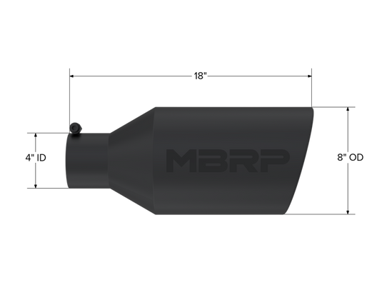 MBRP Universal Tip 8in O.D. Rolled End 4in inlet 18in length Black
