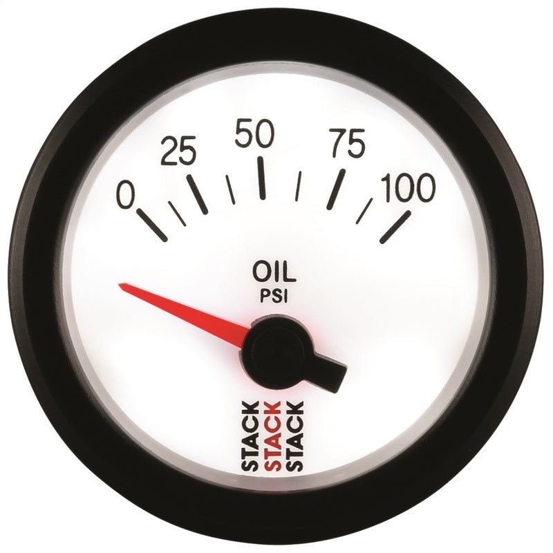 Load image into Gallery viewer, Autometer Stack 52mm 0-100 PSI 1/8in NPTF Electric Oil Pressure Gauge - White
