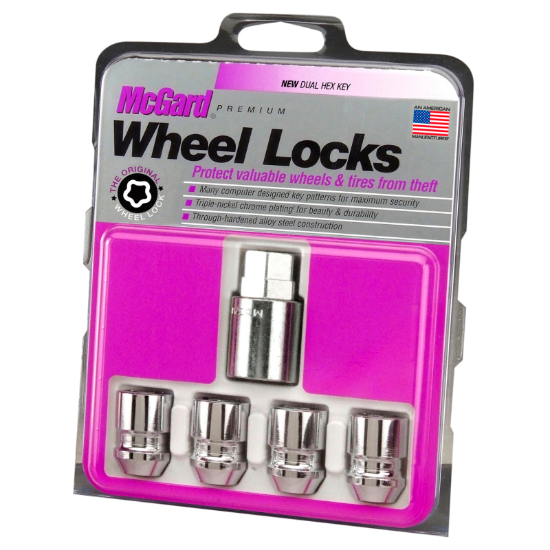 Load image into Gallery viewer, McGard Wheel Lock Nut Set - 4pk. (Cone Seat) M12X1.5 / 19mm &amp; 21mm Dual Hex / 1.28in. L - Chrome
