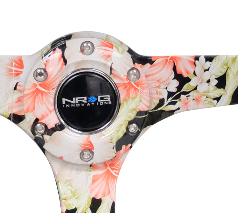 Load image into Gallery viewer, NRG Reinforced Steering Wheel (350mm / 3in. Deep) Blk Suede Floral Dipped w/ Blk Baseball Stitch
