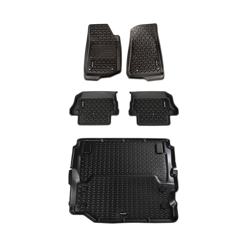 Load image into Gallery viewer, Rugged Ridge Floor Liner Kit Black F/R/Full Cargo 18-20 Jeep Wrangler JL 2Dr
