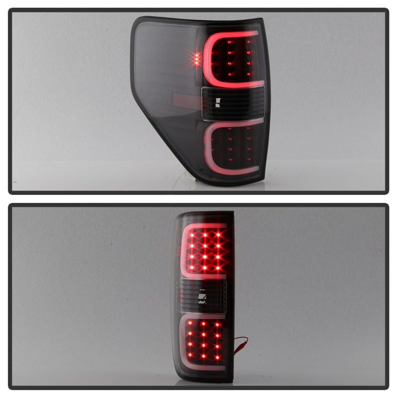 Load image into Gallery viewer, xTune Ford F150 09-14 LED Tail Lights - Black ALT-ON-FF15009-LBLED-BK
