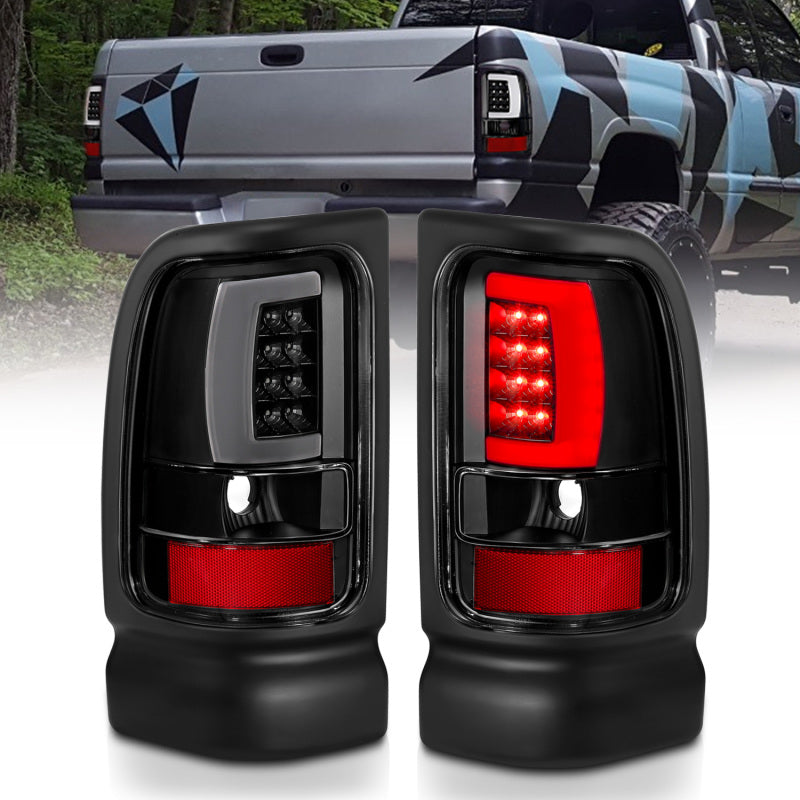 Load image into Gallery viewer, ANZO 1994-2001 Dodge Ram 1500 LED Taillights Plank Style Black w/Clear Lens
