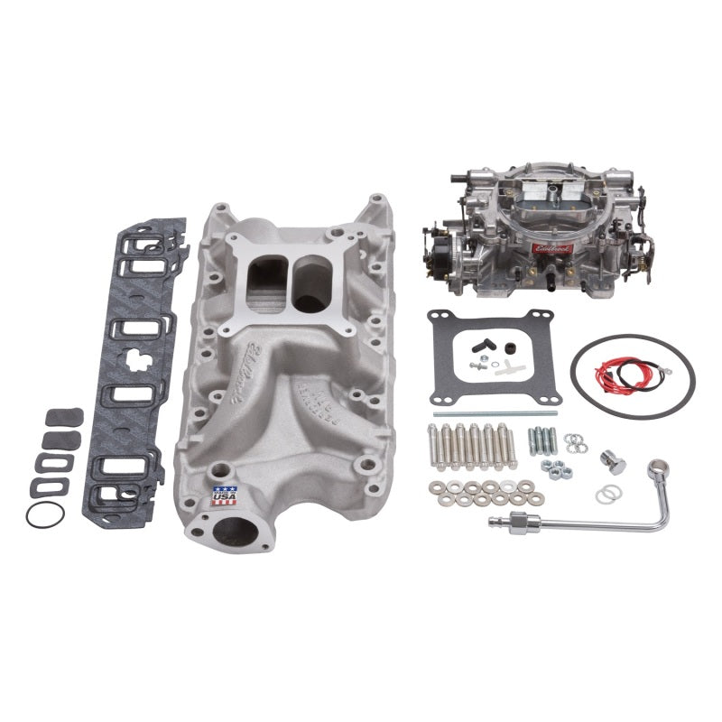 Load image into Gallery viewer, Edelbrock Manifold And Carb Kit Performer RPM Small Block Ford 289-302 Natural Finish
