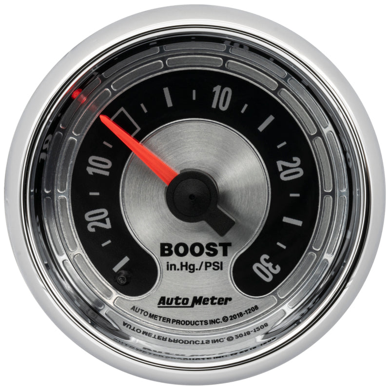 Load image into Gallery viewer, Autometer American Muscle 2-1/16in Full Sweep Mechanical 30 In Hg Vac/30PSI Boost Vacuum Gauge
