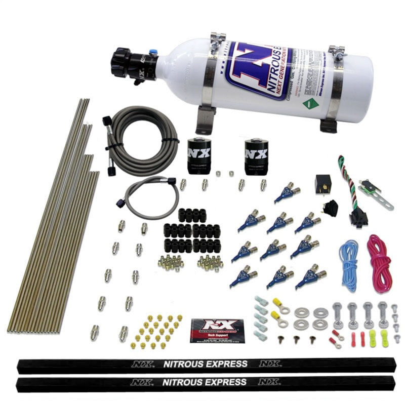 Load image into Gallery viewer, Nitrous Express 10 Cyl Piranha Nozzle Direct Port Nitrous Kit (250-500HP) w/5lb Bottle
