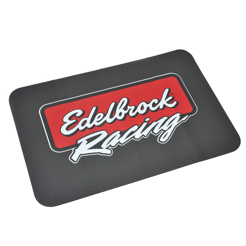 Load image into Gallery viewer, Edelbrock Racing Fender Cover - PVC Foam Mat - 2 Color Printed Edelbrock Racing Logo
