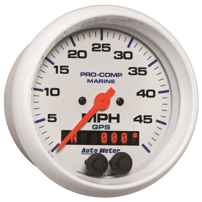 Load image into Gallery viewer, Autometer Marine White 3 3/8in 50MPH GPS Speedometer Gauge
