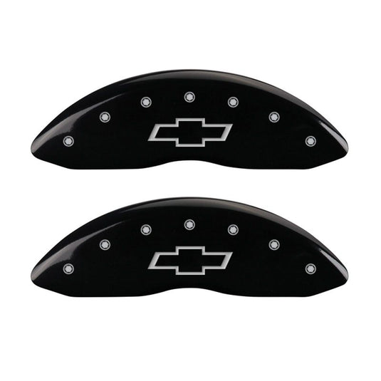 MGP 4 Caliper Covers Engraved Front & Rear Bowtie Black finish silver ch