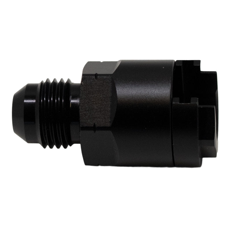 Load image into Gallery viewer, DeatschWerks 6AN Male Flare to 3/8in Female EFI Quick Connect Adapter - Anodized Matte Black
