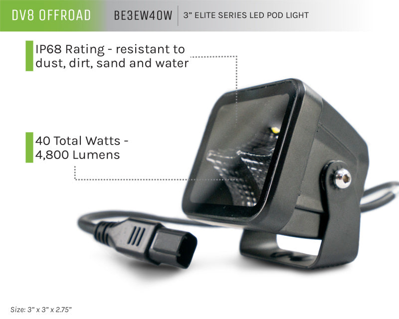 Load image into Gallery viewer, DV8 Offroad 3in Cube LED Light 40W Pod Light 5W LED
