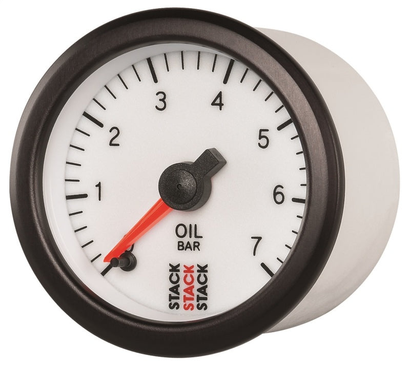Load image into Gallery viewer, Autometer Stack 52mm 0-7 Bar M10 Male Pro Stepper Motor Oil Pressure Gauge - White
