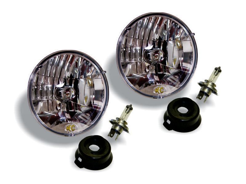Load image into Gallery viewer, KC HiLiTES Universal/97-06 Jeep TJ 7in. Halogen H4 DOT Headlight 55/60w Lexan (Pair Pack System)
