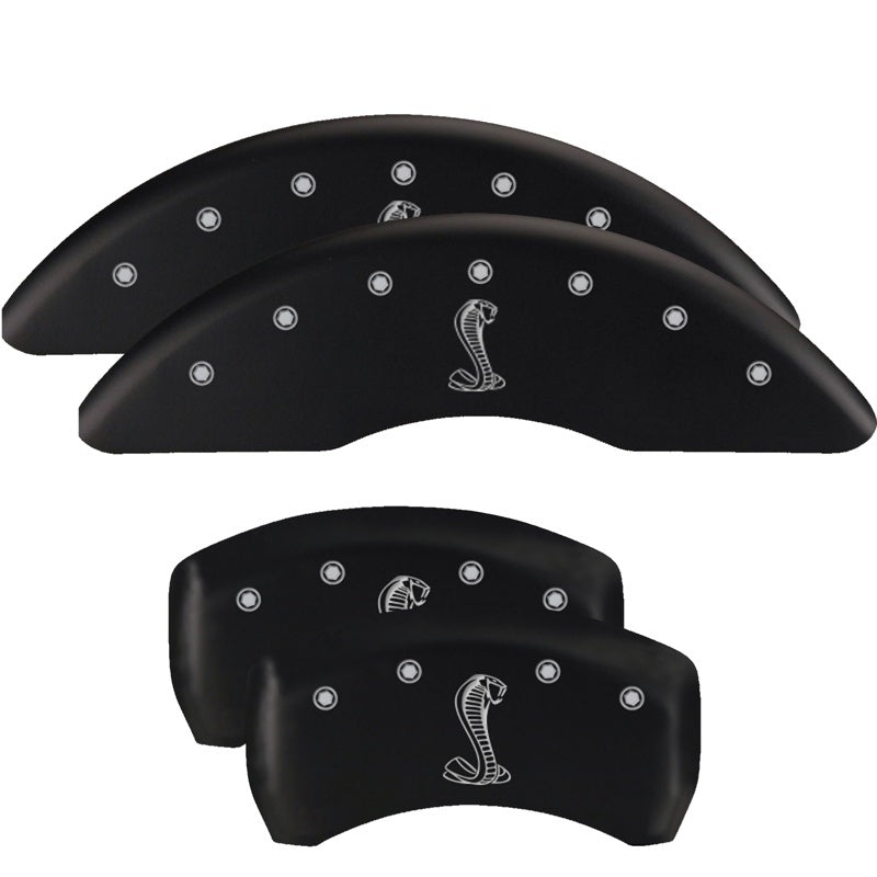 Load image into Gallery viewer, MGP Rear set 2 Caliper Covers Engraved Rear Tiffany Snake Black finish silver ch

