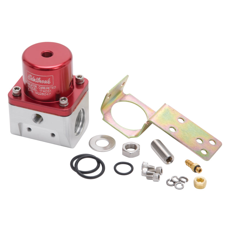 Load image into Gallery viewer, Edelbrock Fuel Pressure Regulator Carbureted 180 GPH 5-10 PSI -10 In/Out -6 Return Red/Clear
