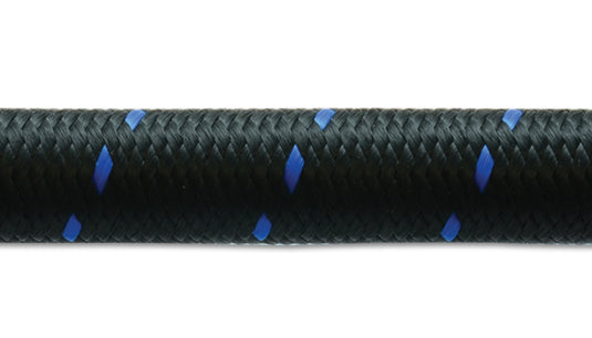 Vibrant -6 AN Two-Tone Black/Blue Nylon Braided Flex Hose (20 foot roll)