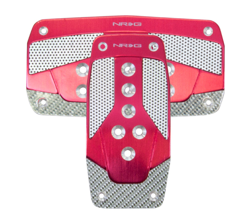 Load image into Gallery viewer, NRG Aluminum Sport Pedal A/T - Red w/Silver Carbon
