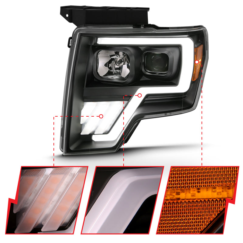 Load image into Gallery viewer, ANZO 2009-2013 Ford F-150 Projector Light Bar G4 Switchback H.L.Black Amber
