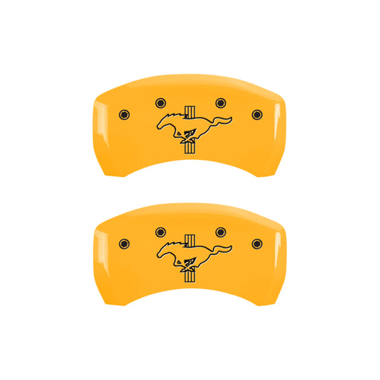 MGP 4 Caliper Covers Engraved Front 2015/Mustang Engraved Rear 2015/Bar & Pony Yellow fnsh black ch