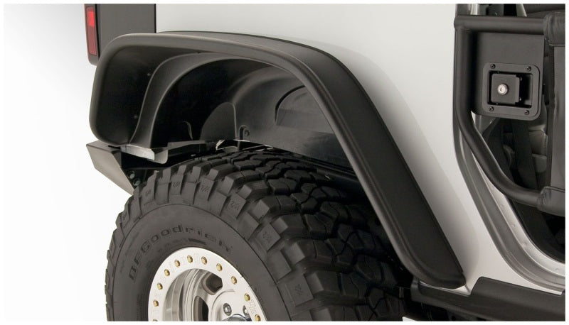 Load image into Gallery viewer, Bushwacker 07-18 Jeep Wrangler Flat Style Flares 4pc Fits 2-Door Sport Utility Only - Black
