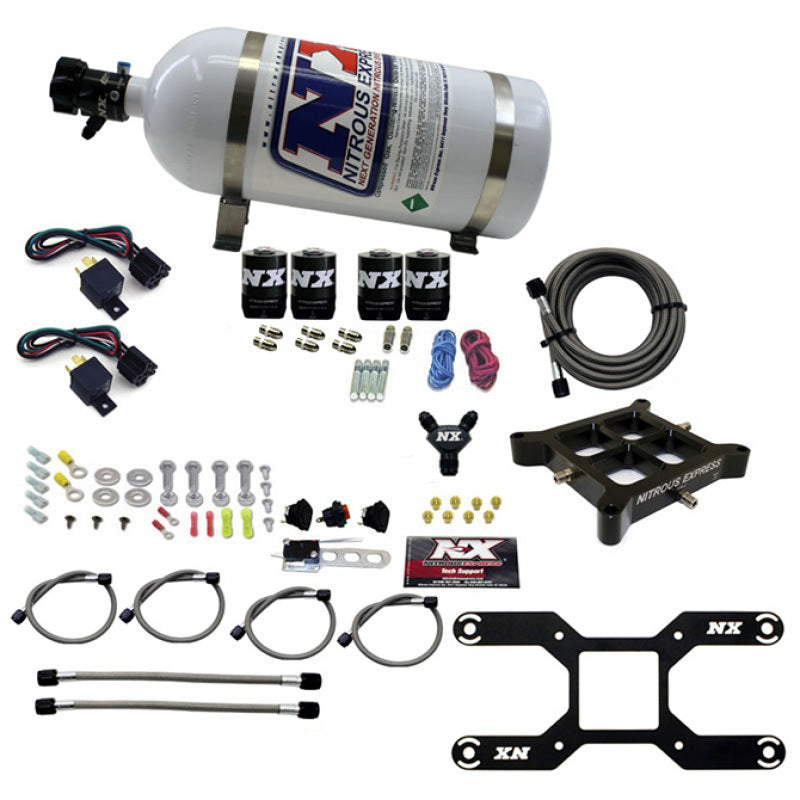 Load image into Gallery viewer, Nitrous Express 4150 Dual Stage Billet Crossbar Nitrous Kit (50-300 &amp; 100-500HP) w/10lb Bottle
