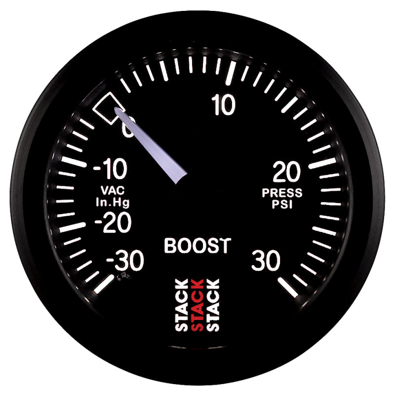 Load image into Gallery viewer, Autometer 52mm Stack Instruments -30INHG to +30PSI Mechanical Boost Gauge - Black
