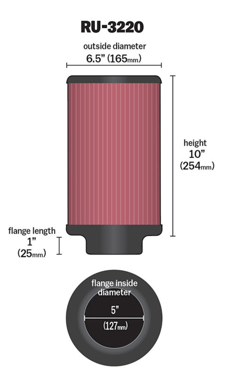 Load image into Gallery viewer, K&amp;N Filter Universal Rubber Filter 5in Flange ID / 6.5in OD / 10in Height
