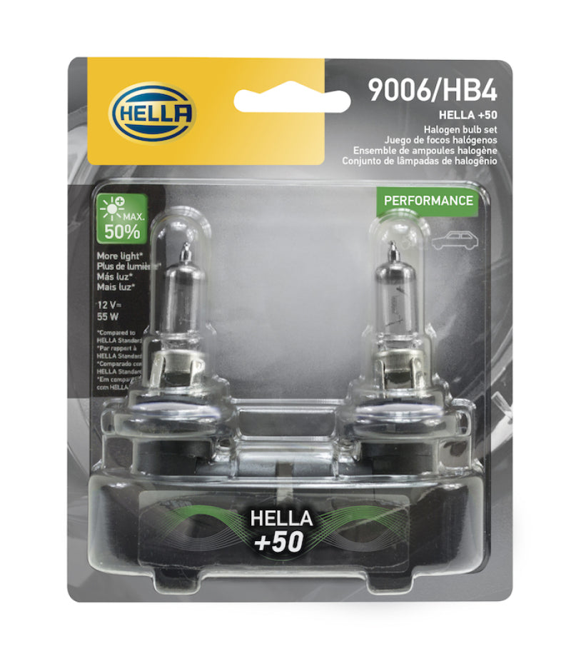 Load image into Gallery viewer, Hella Bulb 9006 12V 55W P22D T4 +50 (2)
