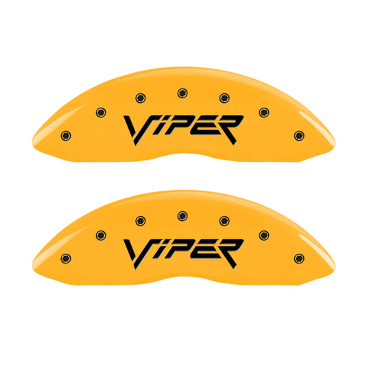 MGP 4 Caliper Covers Engraved Front & Rear Gen 2/Viper Yellow Finish Black Ch