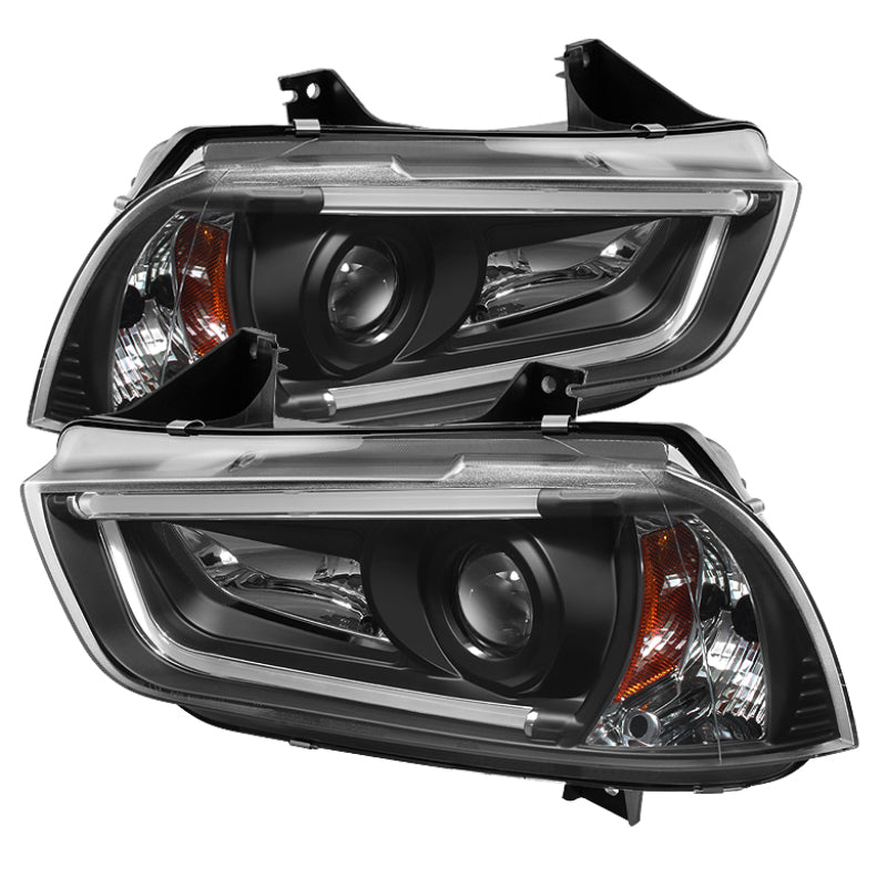 Load image into Gallery viewer, Spyder Dodge Charger 11-14 Projector Headlights Halogen - Light Tube DRL Blk PRO-YD-DCH11-LTDRL-BK
