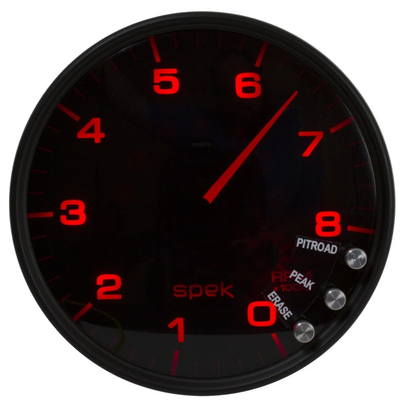 Load image into Gallery viewer, Autometer Spek-Pro Gauge Tachometer 5in 8K Rpm W/Shift Light &amp; Peak Mem Black/Smoke/Black
