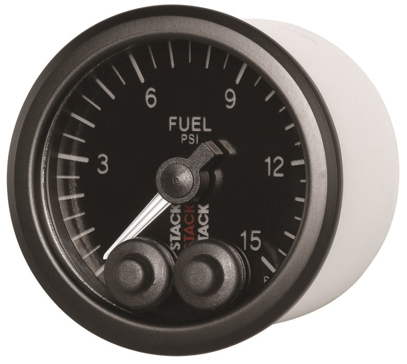 Load image into Gallery viewer, Autometer Stack 52mm 0-15 PSI 1/8in NPTF Male Pro-Control Fuel Pressure Gauge - Black
