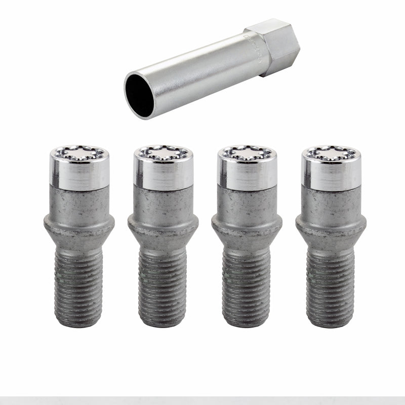 Load image into Gallery viewer, McGard Wheel Lock Bolt Set - 4pk. (Tuner / Cone Seat) M14X1.5 / 17mm Hex / 28.6mm Shank L. - Chrome
