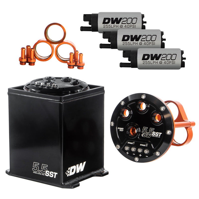 Load image into Gallery viewer, DeatschWerks 5.5L Modular Surge Tank Includes 3 DW200 Fuel Pumps
