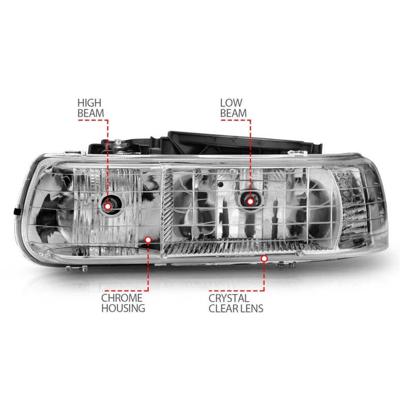 Load image into Gallery viewer, ANZO 1999-2002 Chevrolet Silverado 1500 Crystal Headlights Chrome
