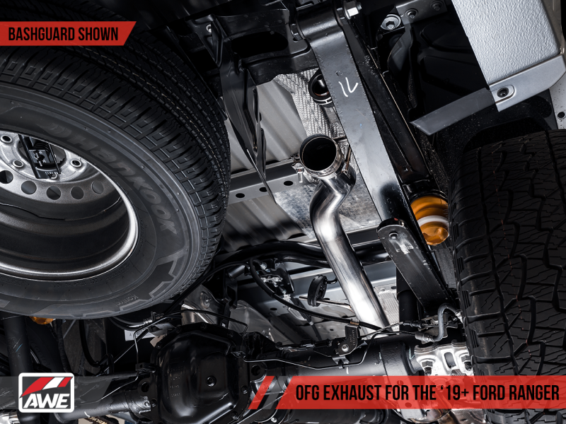 Load image into Gallery viewer, AWE Tuning 2019+ Ford Ranger 0FG Performance Exhaust System w/Chrome Silver Tips &amp; Bash Guard
