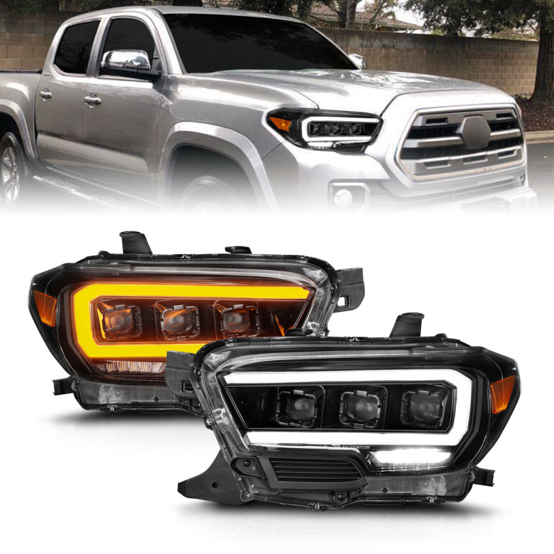 Load image into Gallery viewer, ANZO 16-22 Toyota Tacoma SR/SR5 ONLY Full LED Proj Headlights w/Light Bar Seq. Blk w/Initiation Lgt
