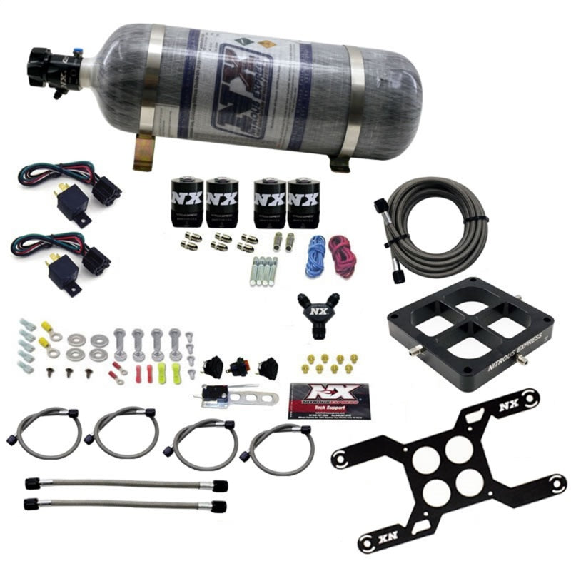 Load image into Gallery viewer, Nitrous Express Dominator Dual Stage Billet Crossbar Nitrous Kit (50-300 &amp; 100-500HP) w/Comp Bottle
