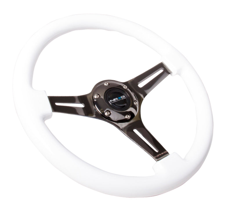 Load image into Gallery viewer, NRG Classic Wood Grain Steering Wheel (350mm) White Paint Grip w/Black 3-Spoke Center
