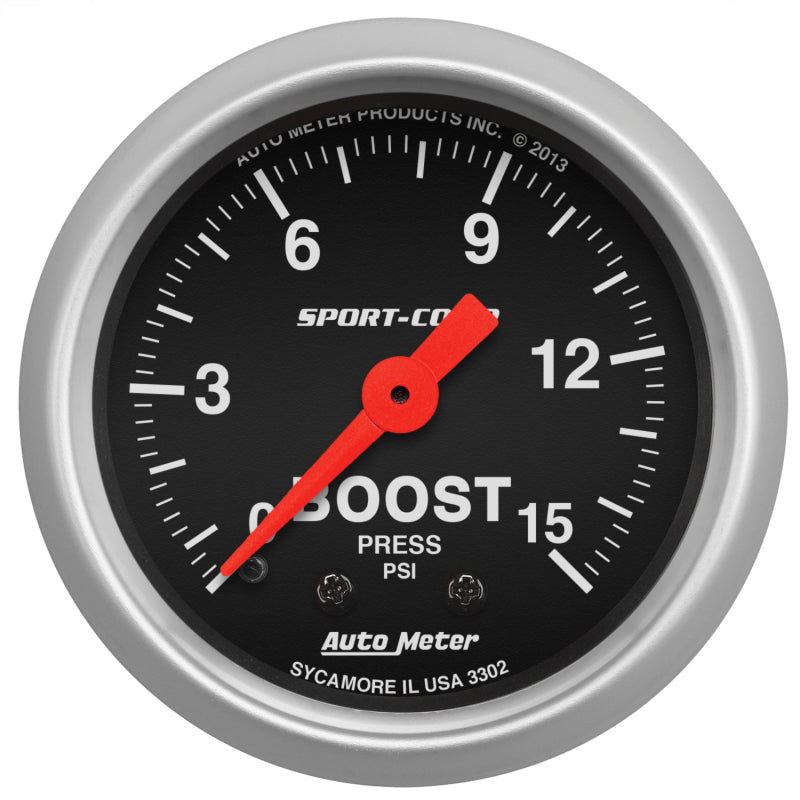 Load image into Gallery viewer, Autometer 2-1/16in 0-15 PSI Mechanical Sport-Comp Boost Pressure Gauge
