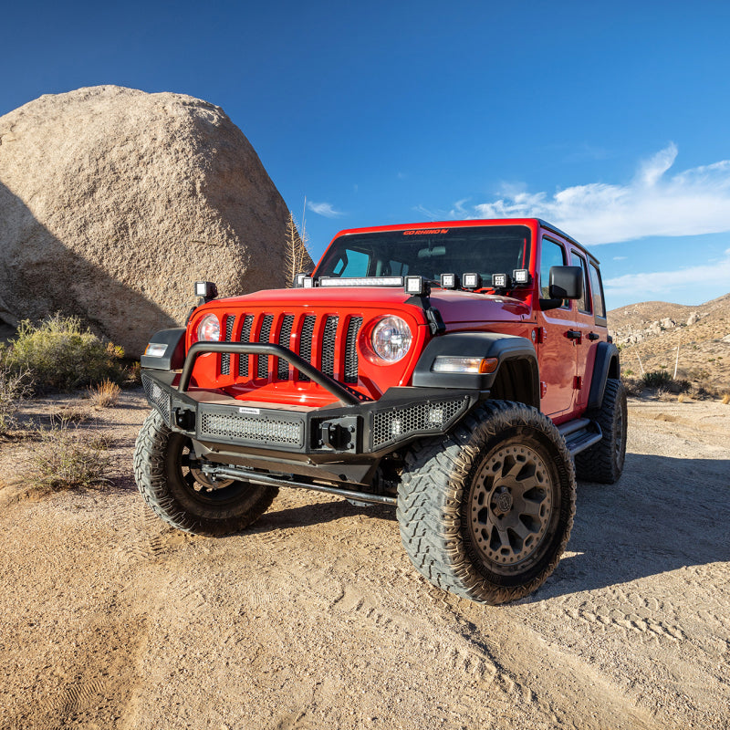 Load image into Gallery viewer, Go Rhino 07-20 Jeep Wrangler JL/JLU/JK/JKU/Gladiator JT Rockline Full Width Bumper w/ Overrider
