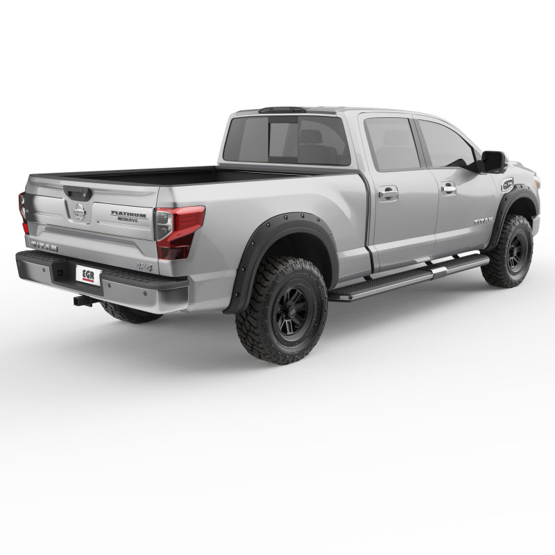 Load image into Gallery viewer, EGR 17-23 Nissan Titan Traditional Bolt-On Look Fender Flareswith Fender Badge Set Of 4
